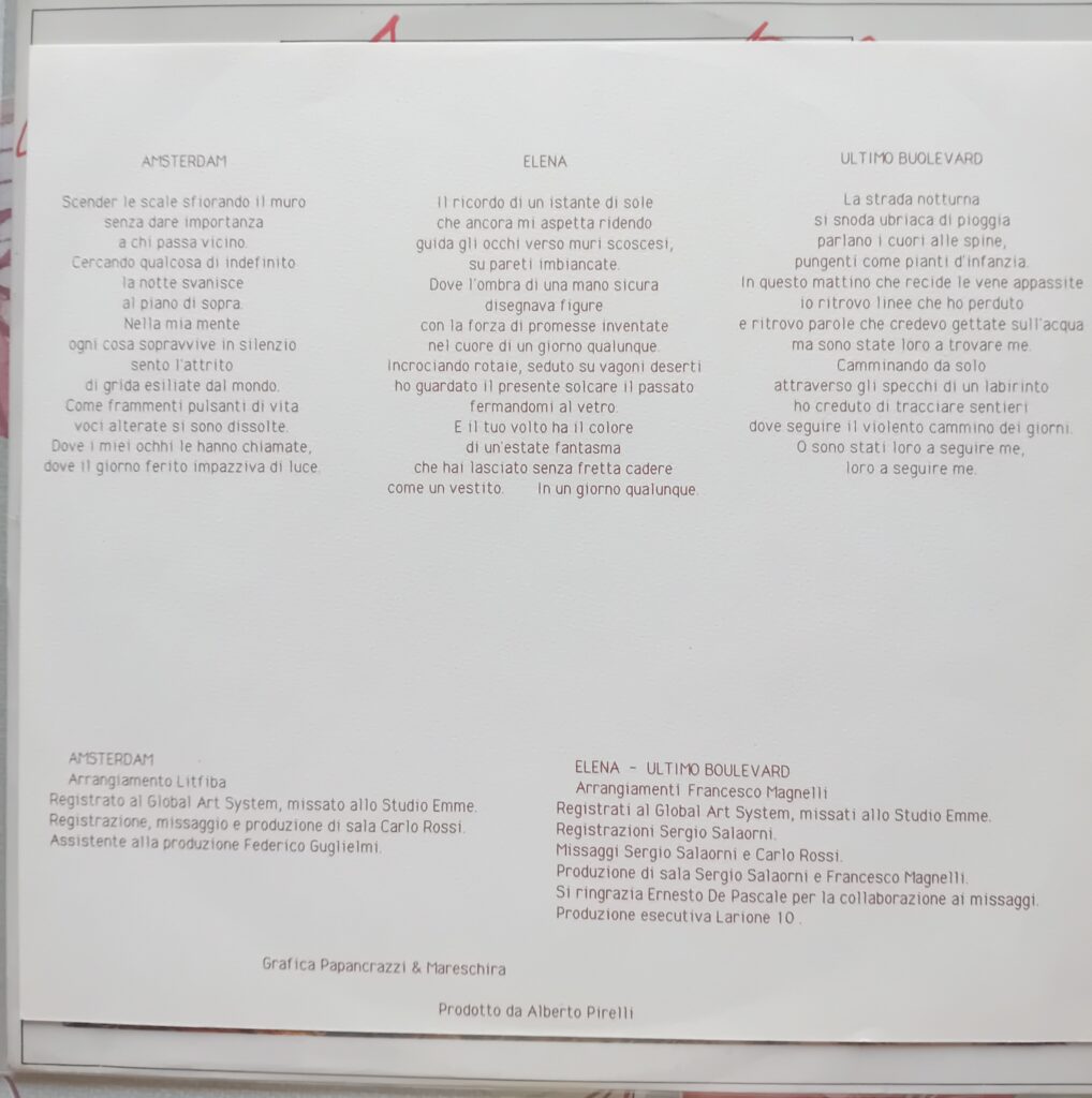 Amsterdam – Diaframma et Litfiba : l'histoire de l'EP I.R.A. de 1985 8 amsterdam diaframma lifiba inserto testi